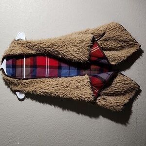 Mossimo Vest faux fur plaid reversable L / XL teddy bear style western plaid